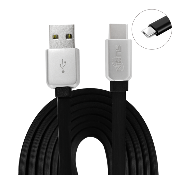 SUQIN adat- és töltőkábel, USB-C típusú USB-kábel, 1 m, fekete
