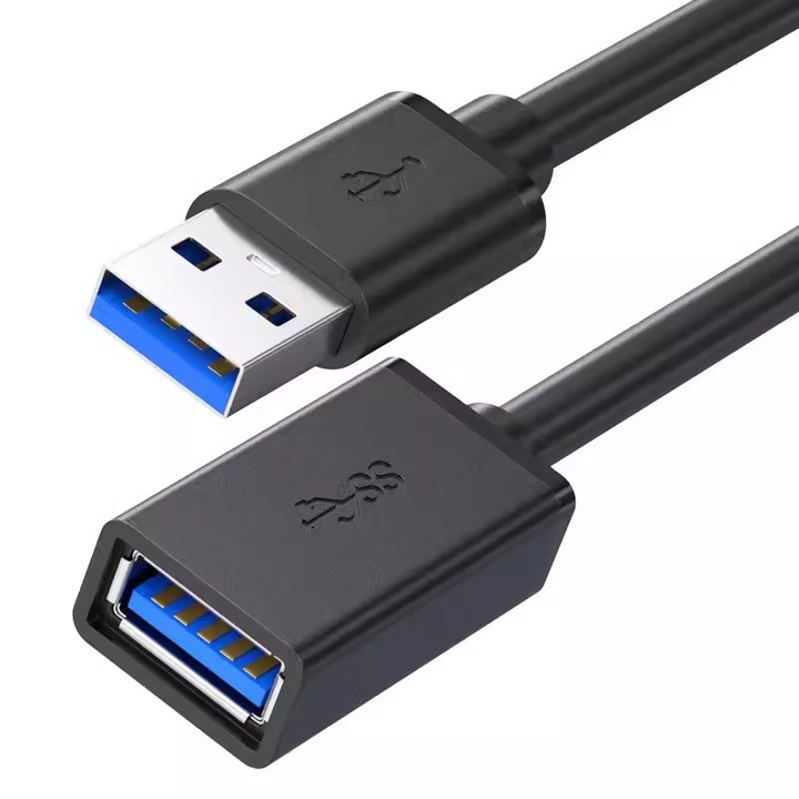 Комплект от 2 USB 3.0 удължителни кабела, JENUOS, 1,5M, черен