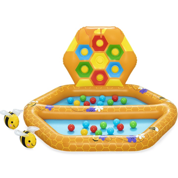 Надуваема площадка Bestway - Lil' Beehive, С включени 20 топки, 127 x 119 x 61 см