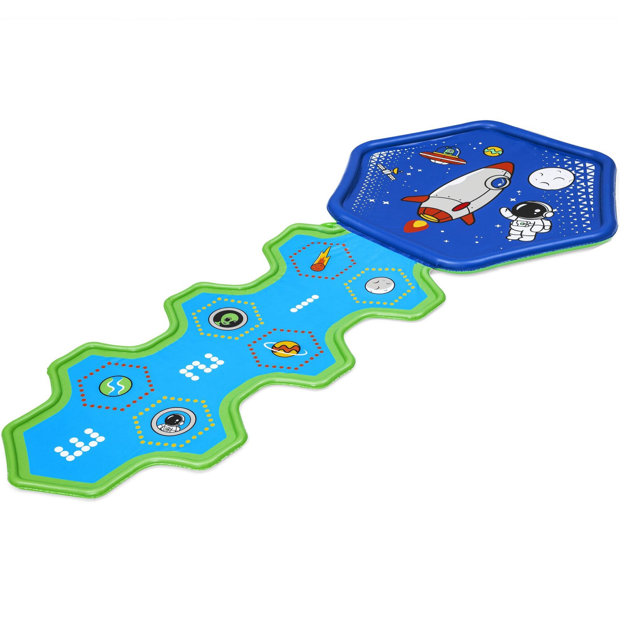 Spatiu de joaca gonflabil Bestway - Cosmic Adventure, cu stropitoare, 335 x 150 cm