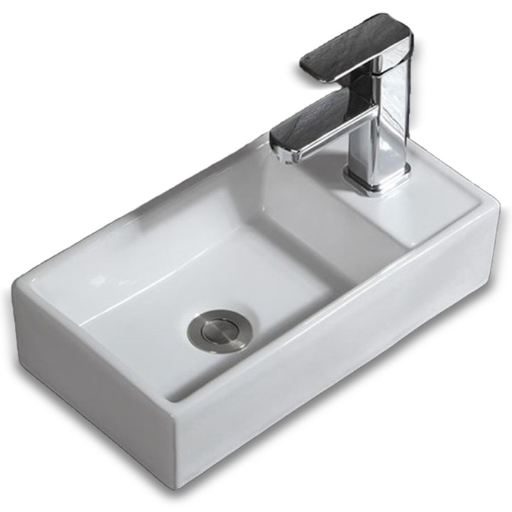 Chiuveta ceramica dreptunghiulara, Rebiko, Alb, 44 x 10 x 22 cm