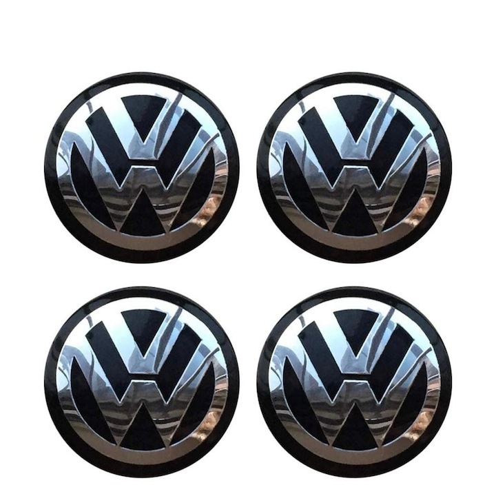 Set de 4 capace pentru jante, Volkswagen, 65 mm, compatibile cu jante de aliaj