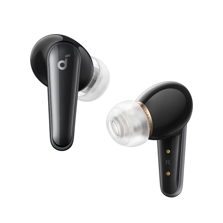Безжични слушалки за поставяне в ушите, с микрофон, True Wireless, Bluetooth 5.3 свързаност, сензорно управление, шумопотискане, 9 часа автономия, черни