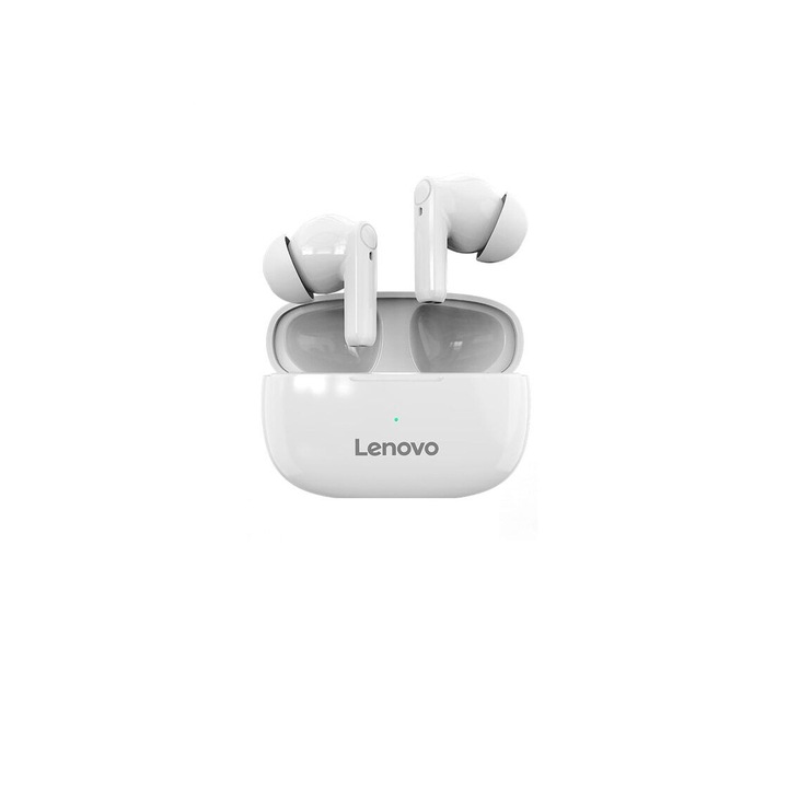 Безжични слушалки за поставяне в ушите, с микрофон, LP40, Bluetooth 5.0 свързаност, сензорно управление, USB Type-C, 4 часа автономност, бели