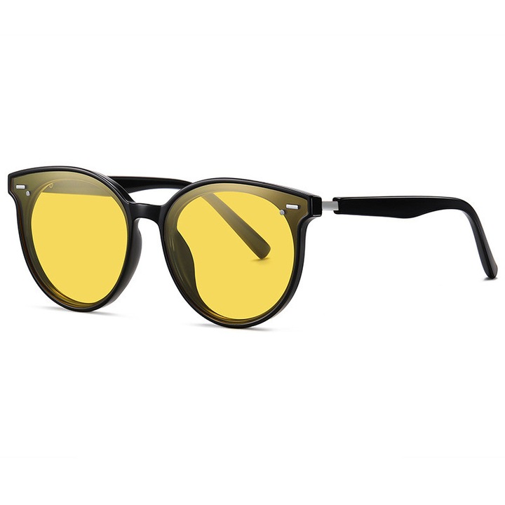 Ochelari de soare barbati, Sunglasses Polarised (ZC105-C02) - UV Protection - Black / Yellow, Negru
