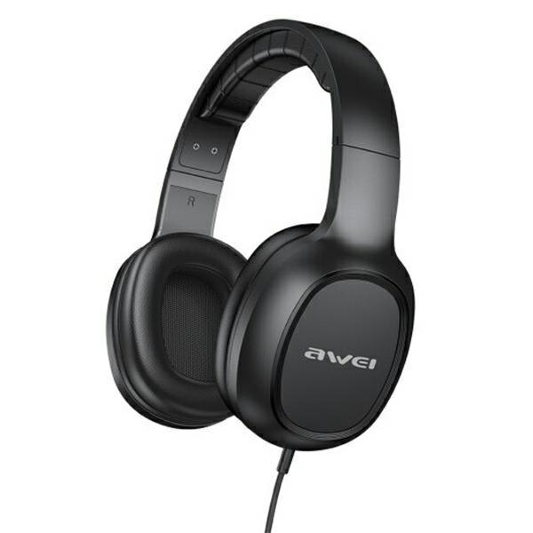 Casti cu fir, Awei, Piele ecologica, Stereo, Jack 3.5mm, 1.2m, Negru