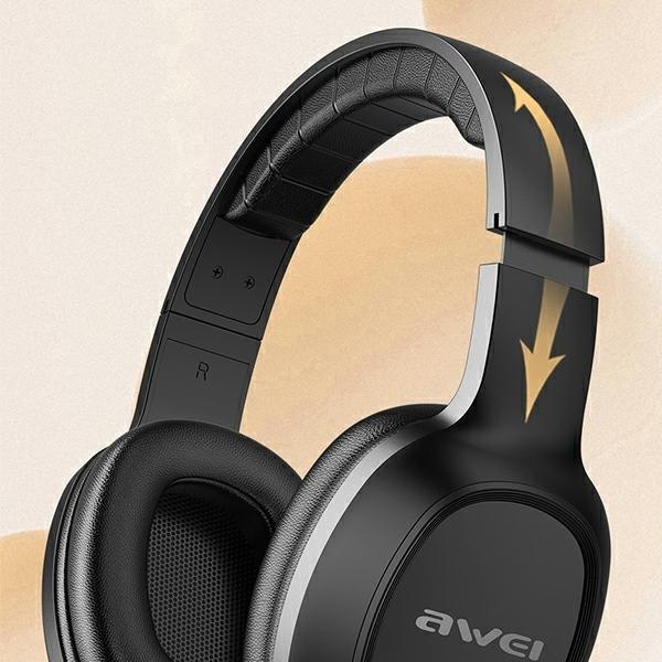 Casti cu fir, Awei, Piele ecologica, Stereo, Jack 3.5mm, 1.2m, Negru
