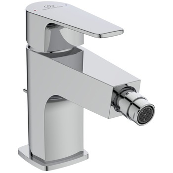 Baterie bideu Ideal Standard Cerafine D BC492AA, cartus ceramic 28 mm FirmaFlow cu limitator de apa calda, limitator debit 5 l/min, crom