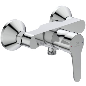 Baterie dus Ideal Standard Alpha BC488AA, montaj pe perete, cartus ceramic 35 mm cu limitator temperatura apa, crom