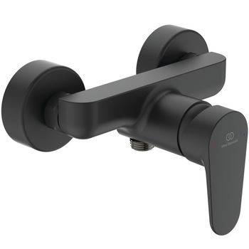 Baterie dus Ideal Standard Cerafine O BC499XG, montaj pe perete, cartus ceramic 38 mm FirmaFlow cu limitator de apa calda, finisaj negru mat