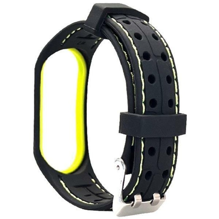 Beline okosóra szíjcsomag, szilikon, fekete-citrom, kompatibilis Xiaomi Mi Band 3/4