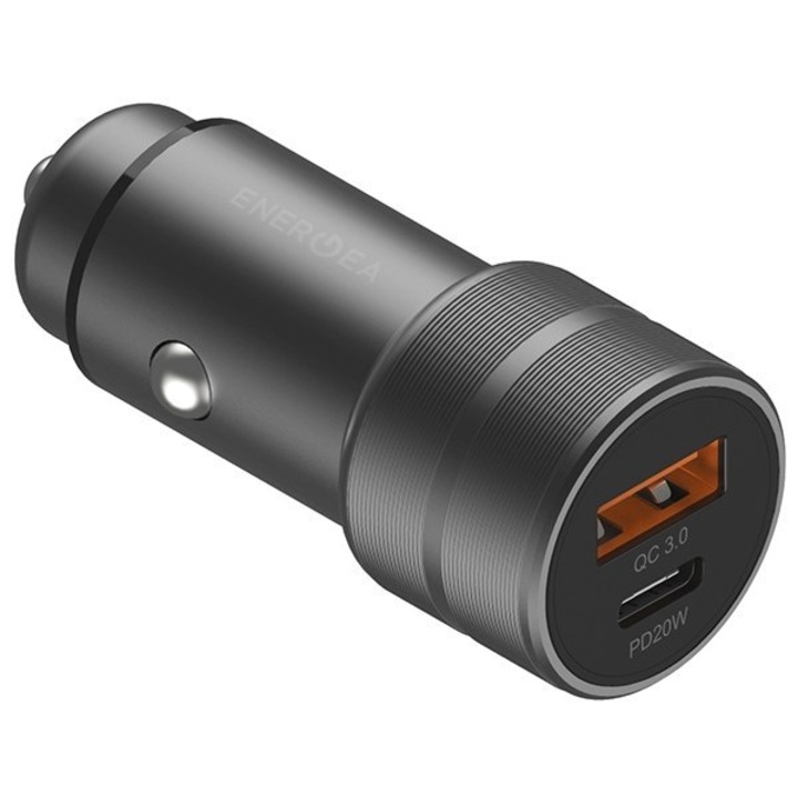 Incarcator auto Energea, Drive PD20+, USB/USB-C, 38W, gri