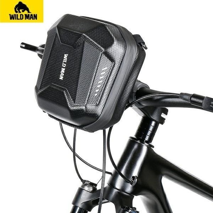 Geanta bicicleta WildMan E18, eco-piele si EVA, reflectorizanta, negru, 18,5x18,5x10,5cm
