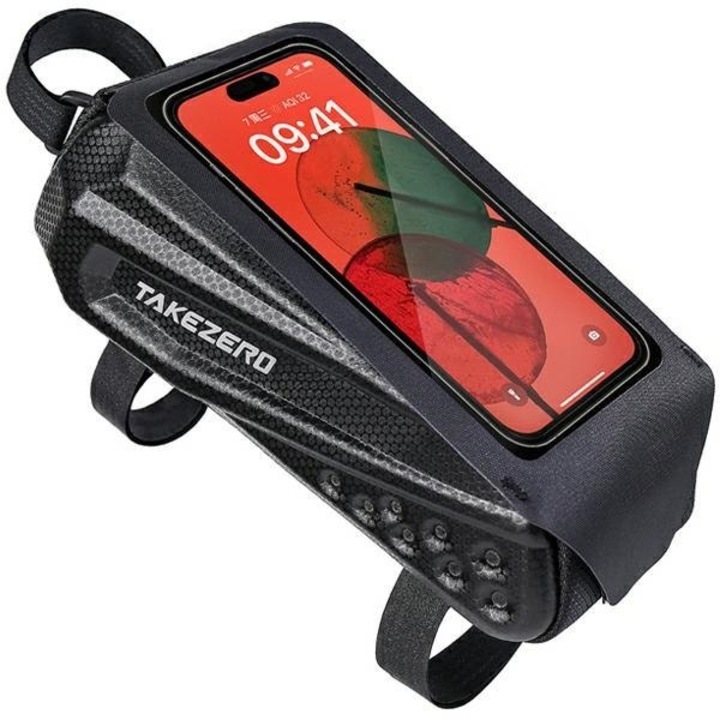 Suport telefon pentru bicicleta, TakeZero, TPU / Poliuretan, Impermeabil, Pentru telefon pana la 6.7", Universal, 23.5 x 12.3 x 9 cm, Negru