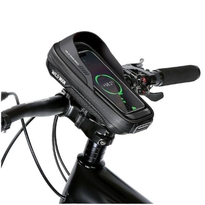Suport telefon pentru bicicleta, WildMan ES16, rezistent la socuri, negru, 20.5x10.5x9cm