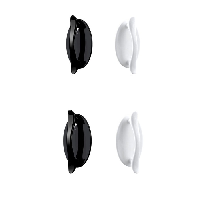 Set 4 manere mobilier, Sunmostar, Plastic, Adezive, Alb/Negru