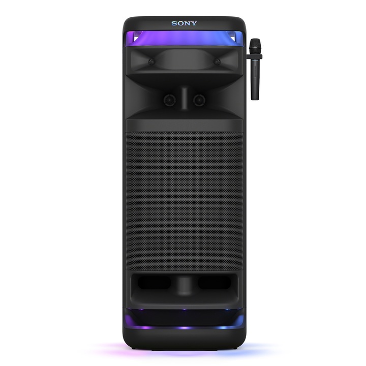 Аудио система Sony ULT TOWER 10, Bluetooth, ULT Power Sound, Ultimate Deep BASS, Високоговорители X-Balanced, 360 LED светлини, Парти функции, Безжичен микрофон, Черен