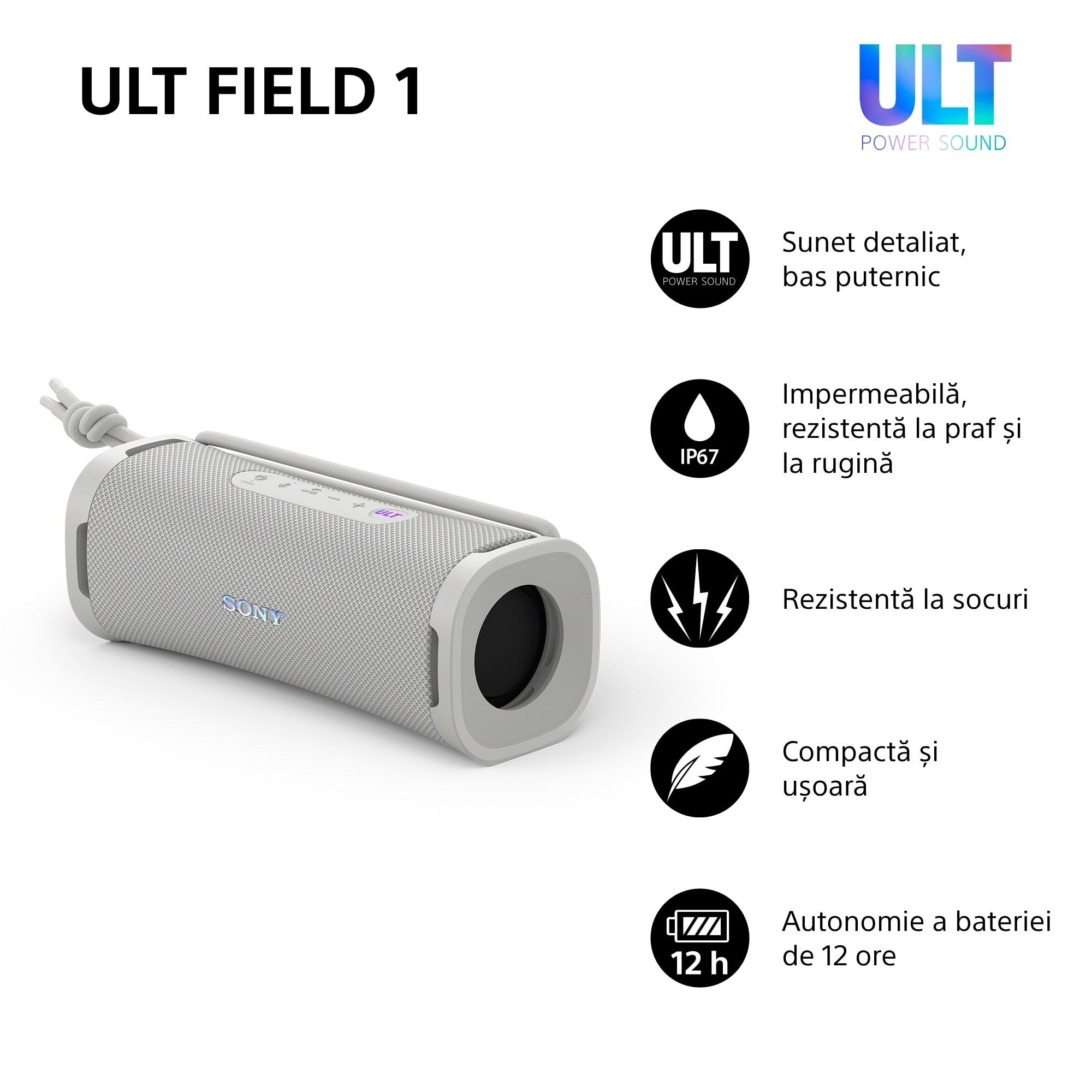 Boxa portabila Sony ULT FIELD 1, Bluetooth 5.3, Rezistenta la apa