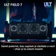 Boxa portabila Sony ULT FIELD 7, Ultimate Deep BASS, Bluetooth 5.2, Rezistenta la apa IP67, Iluminare LED, Intrare microfon, Autonomie 30 ore, Negru