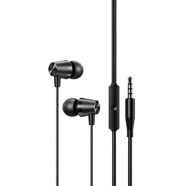 Casti cu fir, Usams, PC/ TPE, 1.2 m, Negru