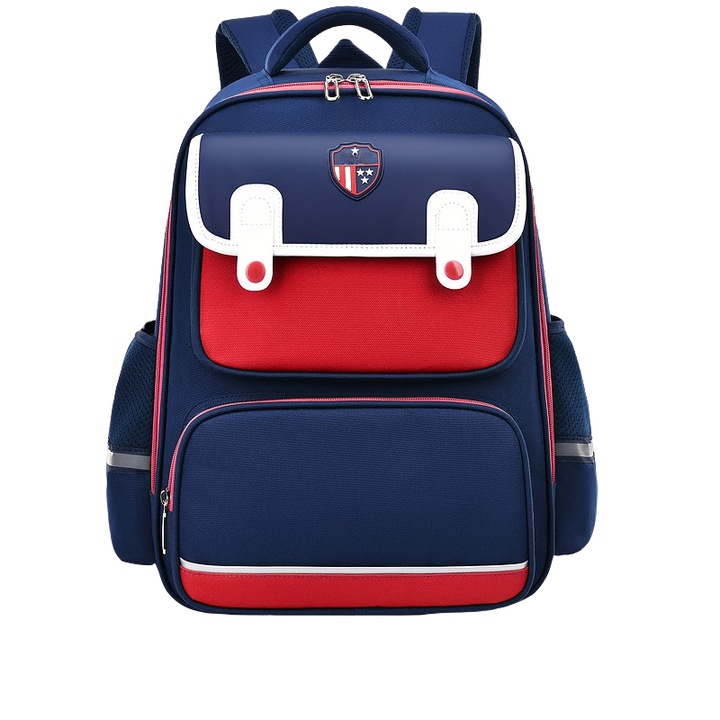 Ghiozdan scoala, NEVERMORE, Rezistent la apa, Design stiintific, 42 x 30 x 16 cm, Rosu