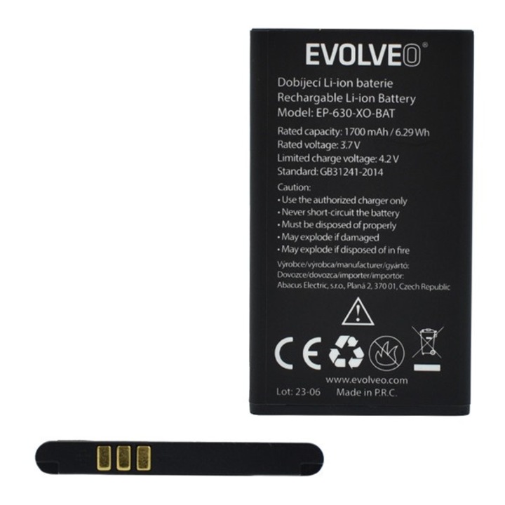 Akkumulátor, kompatibilis Evolveo EP-630 EasyPhone XO Evolveo akku 1700mAh li-ion, gigapack csomagolás