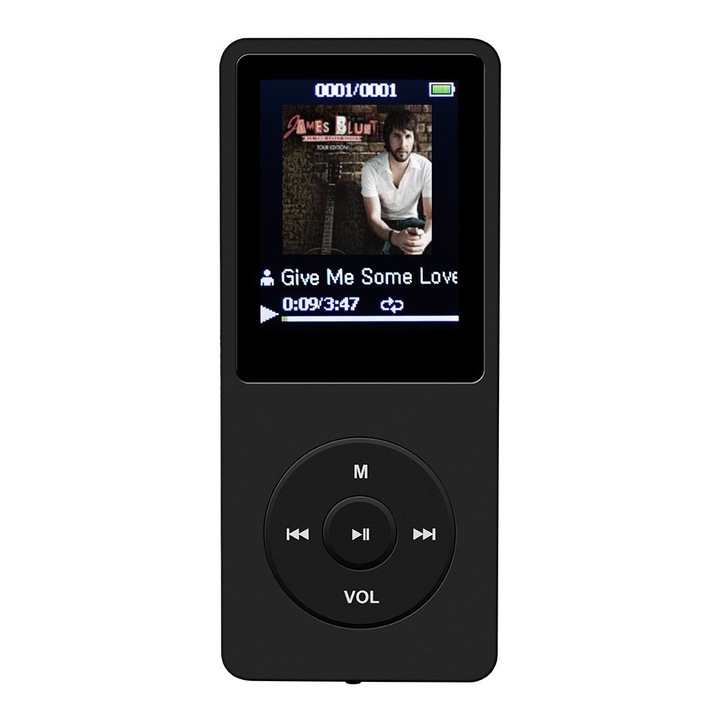 MP3 lejátszók Plug-in mp3 Bluetooth Walkman, felvétel Külső szótár, fekete