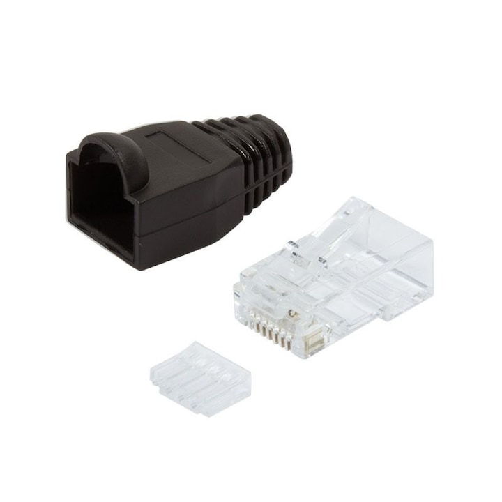 Pachet 100 mufe Cat.6 RJ45 UTP cu manson negru LogiLink IWP-CAT6U-BK