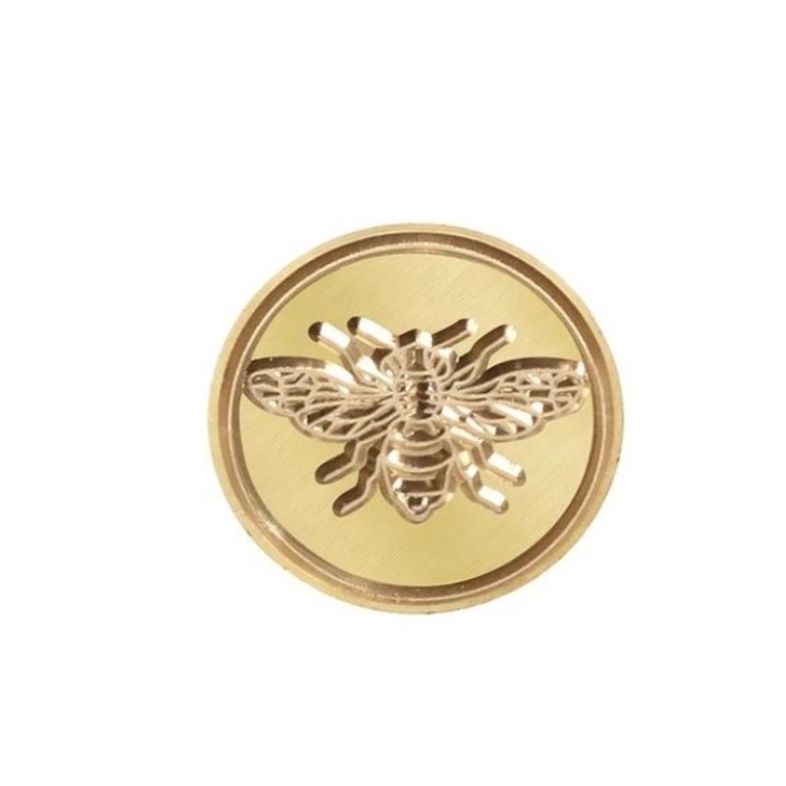 Set Sigiliu de alama, Stampila ceara cu maner lemn, model Albina