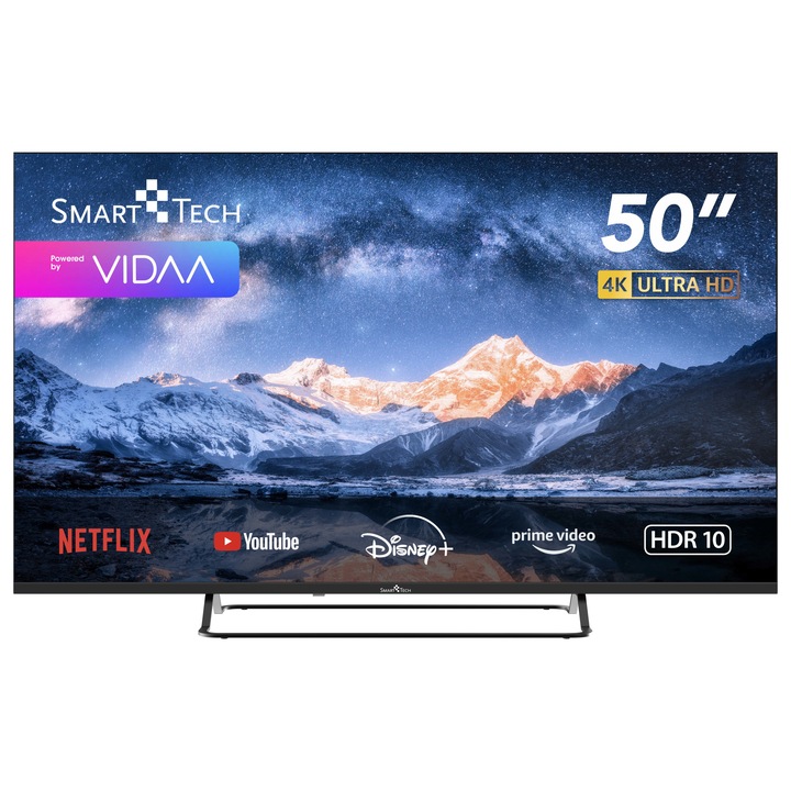 Smart Tech 50UV01V, Smart VIDAA 4K UHD LED Televízió, 50" (127 cm), Netflix/Youtube/Amazon Prime Video/Disney+