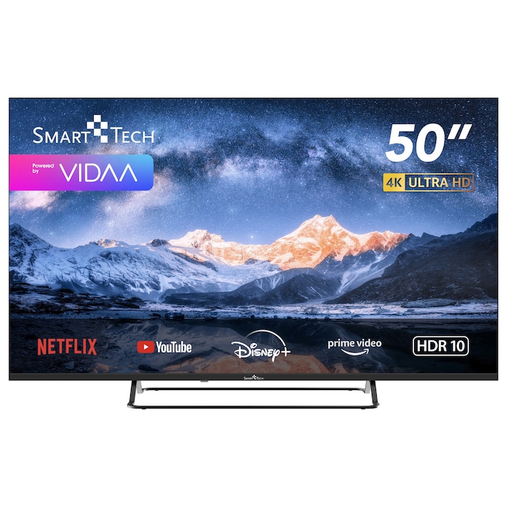 Smart Tech 50UV01V, Smart VIDAA 4K UHD LED Televízió, 50" (127 cm), Netflix/Youtube/Amazon Prime Video/Disney+