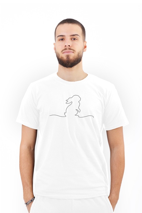 Tricou pentru barbati personalizat cu imagine de paste bunny siluete model3, Bumbac, Alb, M