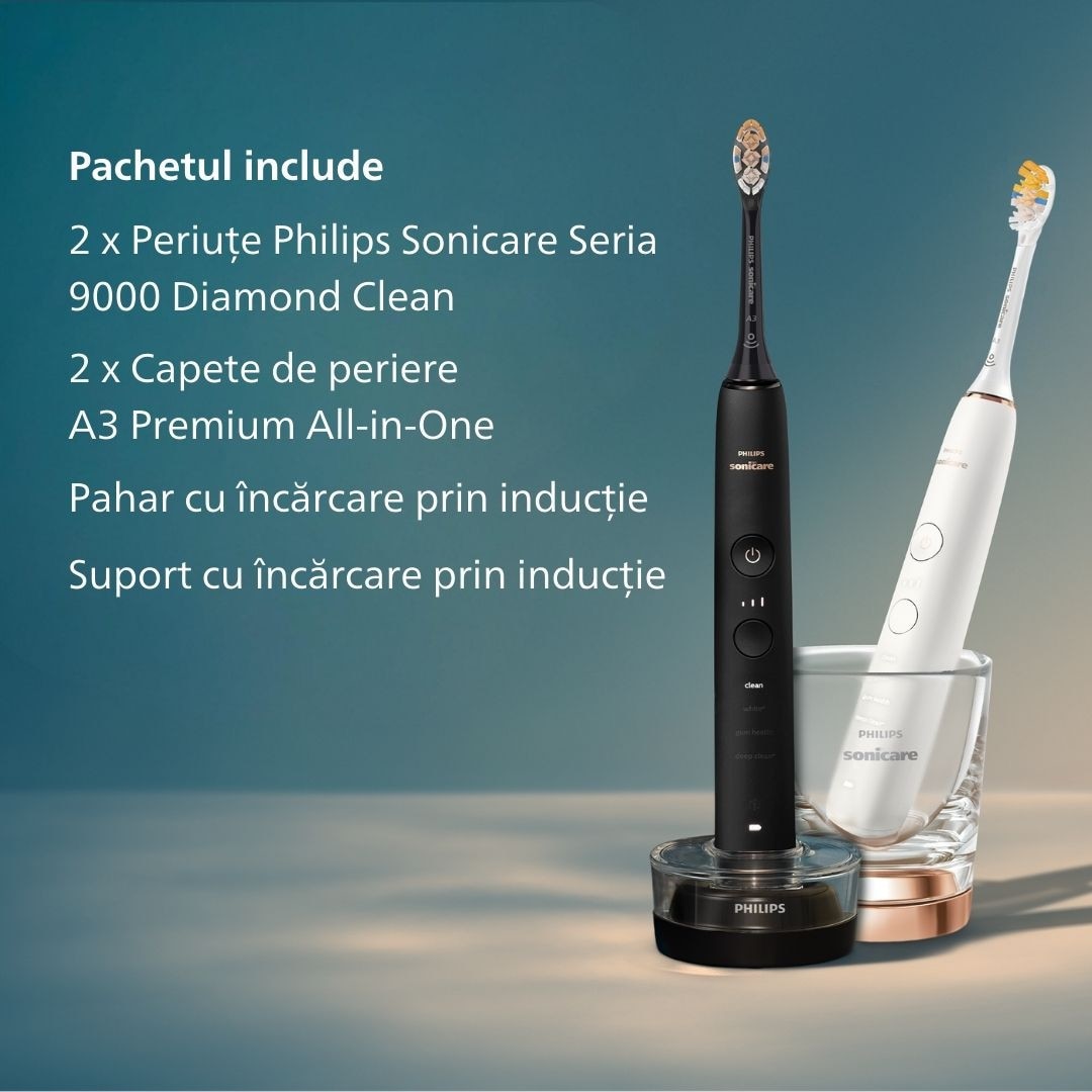 Set de doua periute sonice Philips Sonicare HX9914/69 Diamond