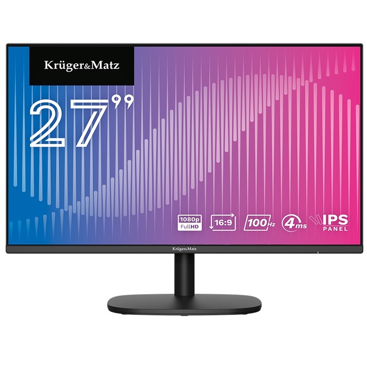 Monitor IPS E-LED Full HD Kruger&Matz, 27 inch, 100Hz, 4ms