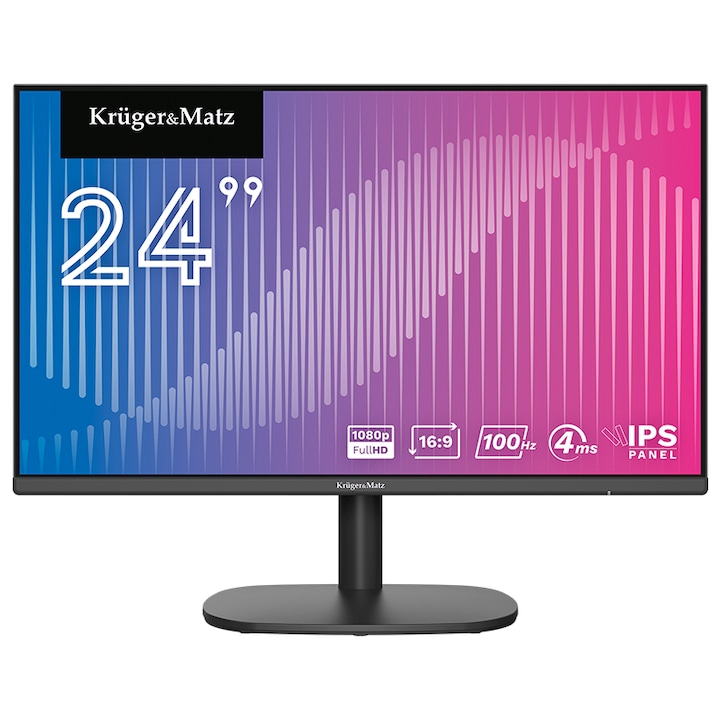 Monitor IPS E-LED Full HD Kruger&Matz, 24 hüvelykes, 100 Hz, 4 ms
