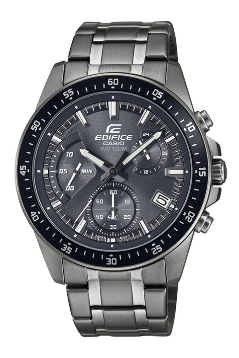 Casio, Часовник от неръждаема стомана с хронограф, Тъмносребрист