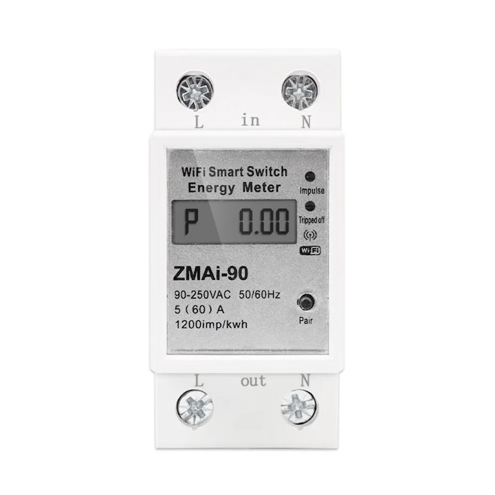 Измервателен уред, Wi-Fi монофазен интелигентен, 63A, 220V 50/60Hz, броим с Tuya