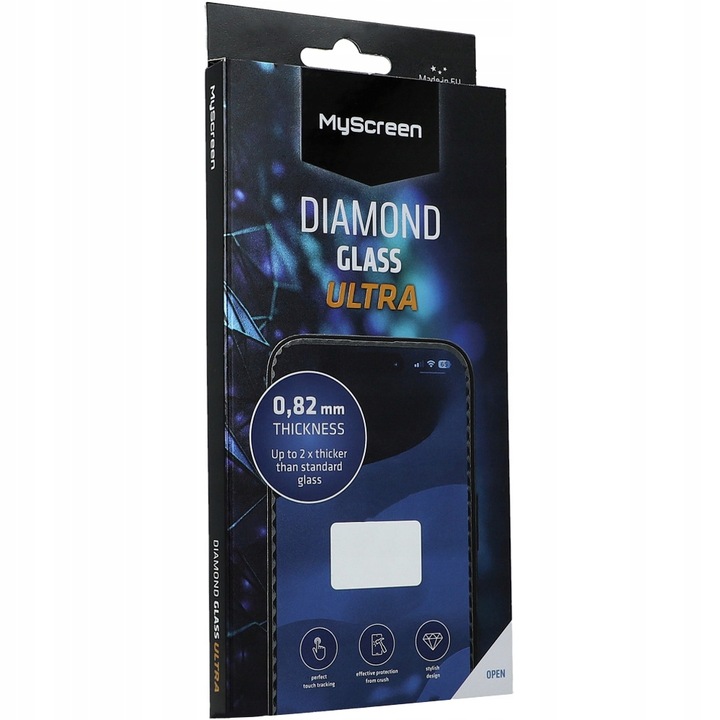 MyScreen Diamond Glass Ultra védőfólia iPhone 14 Pro Max készülékhez, karcálló, oleofób, fekete, 14,3x6,64 cm