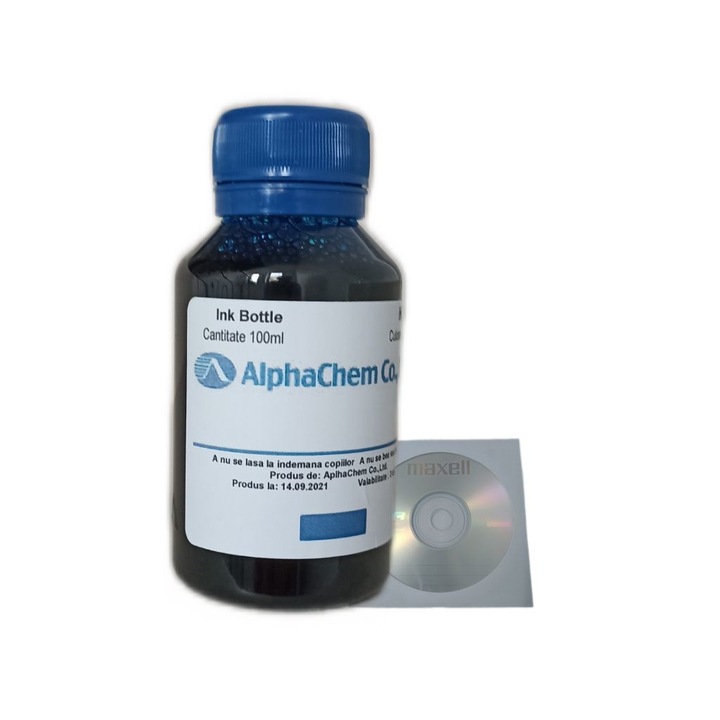 Flacon cerneala AlphaChem Compatibil Brother 1x100ml BT5000C Cyan si Cdr Maxell cu plic