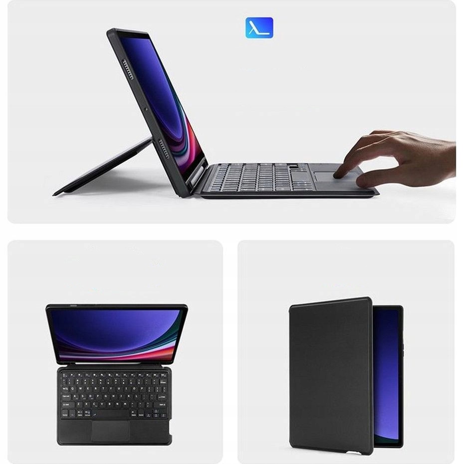 Husa cu tastatura Bluetooth Dux Ducis seria DK pentru Galaxy Tab S9, negru, stand, USB-C