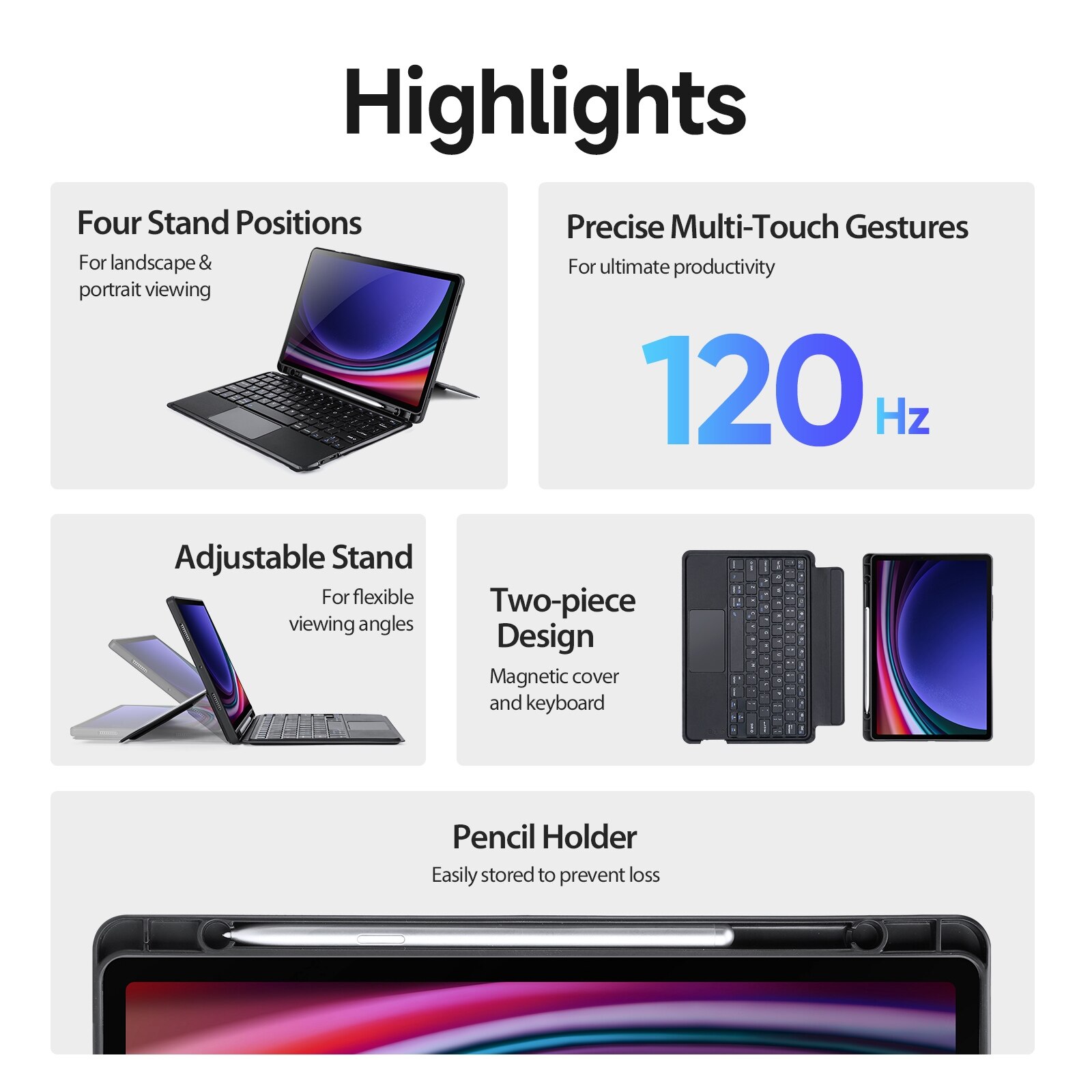 Husa cu tastatura Bluetooth Dux Ducis seria DK pentru Galaxy Tab S9, negru, stand, USB-C