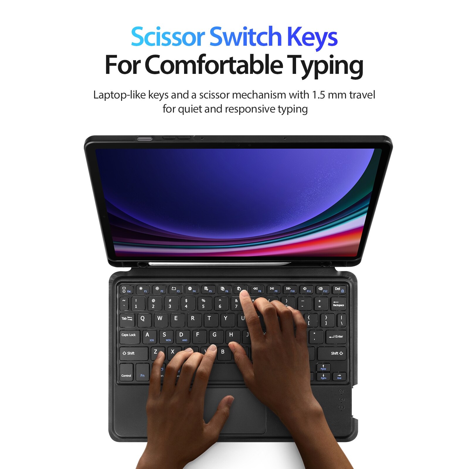 Husa cu tastatura Bluetooth Dux Ducis seria DK pentru Galaxy Tab S9, negru, stand, USB-C