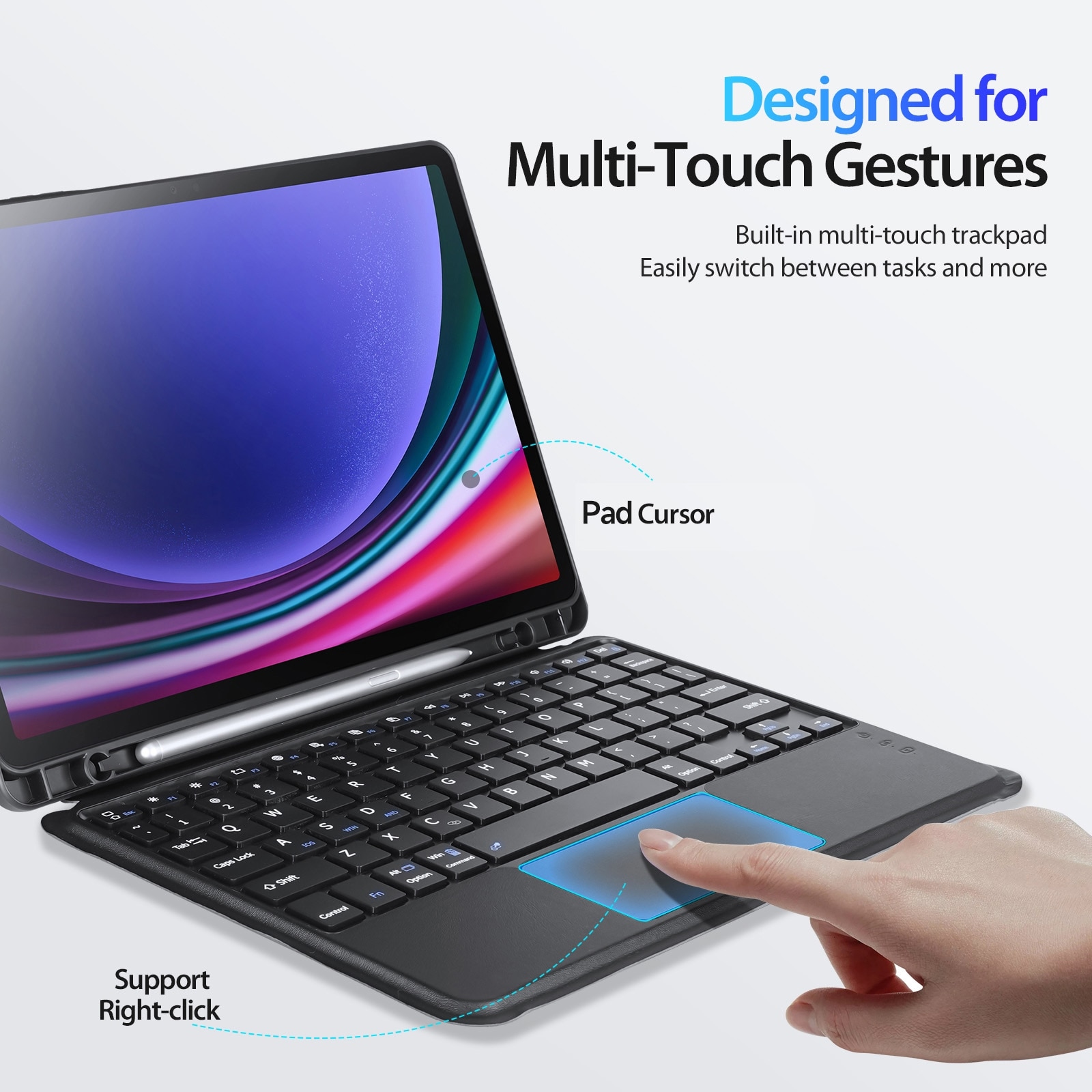 Husa cu tastatura Bluetooth Dux Ducis seria DK pentru Galaxy Tab S9, negru, stand, USB-C