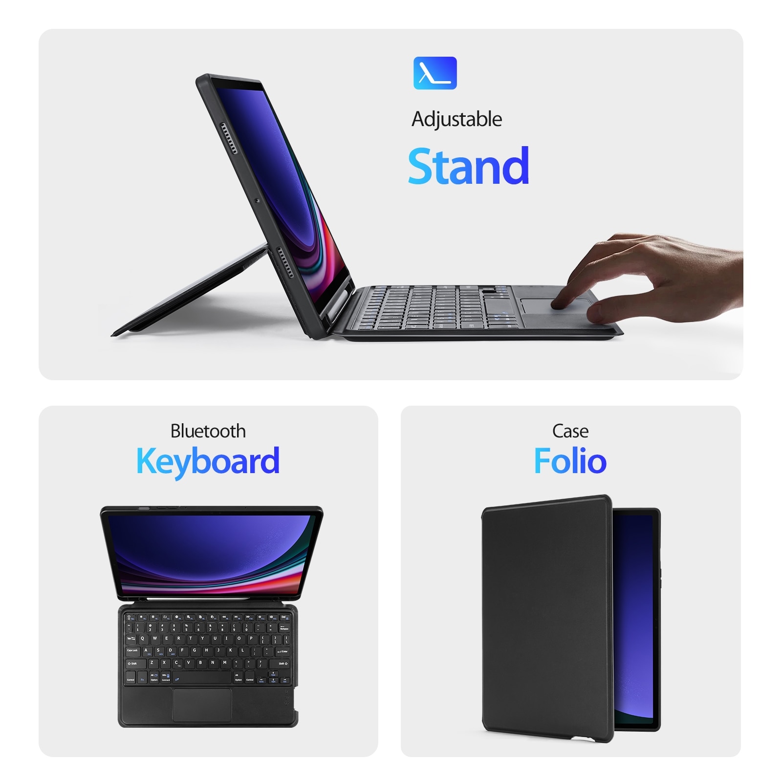 Husa cu tastatura Bluetooth Dux Ducis seria DK pentru Galaxy Tab S9, negru, stand, USB-C