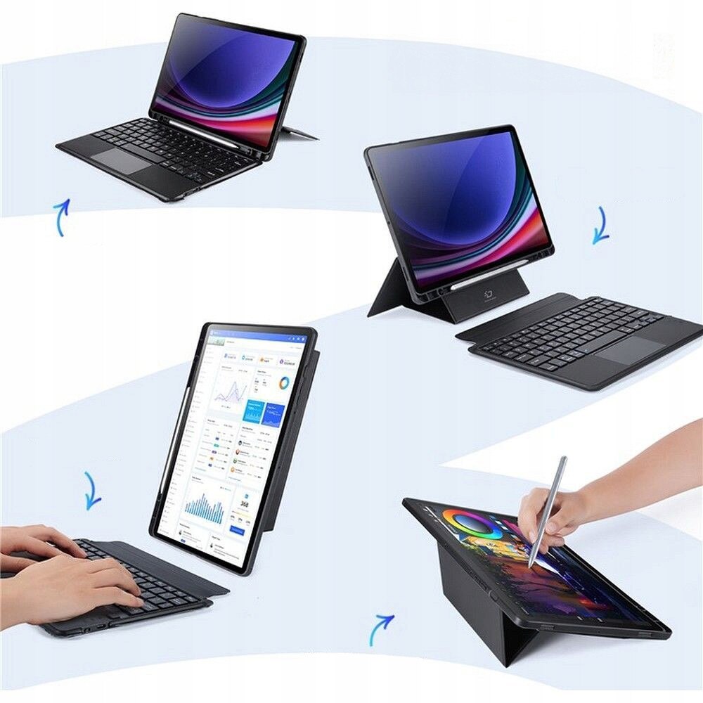 Husa cu tastatura Bluetooth Dux Ducis seria DK pentru Galaxy Tab S9, negru, stand, USB-C
