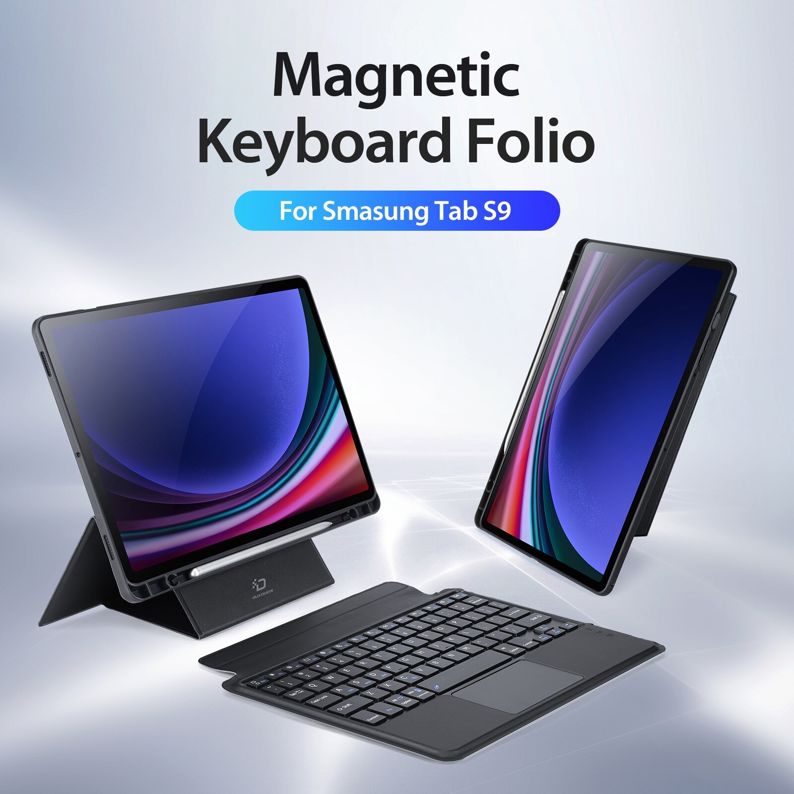 Husa cu tastatura Bluetooth Dux Ducis seria DK pentru Galaxy Tab S9, negru, stand, USB-C