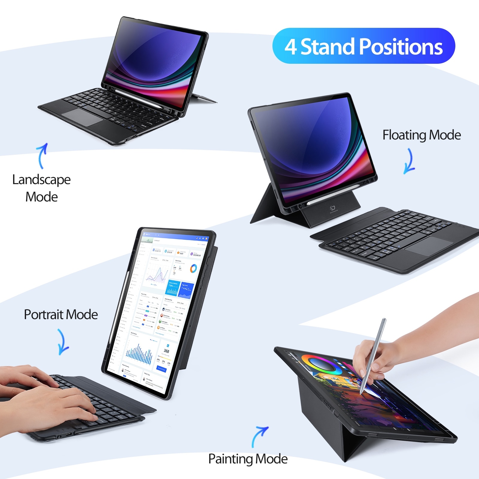 Husa cu tastatura Bluetooth Dux Ducis seria DK pentru Galaxy Tab S9, negru, stand, USB-C