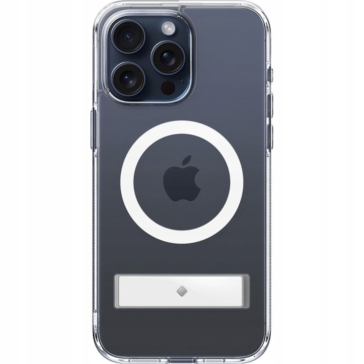 Калъф за телефон, Spigen, поликарбонат, Caseology Capella Mag Kickstand, iPhone 15 Pro Max, прозрачен, съвместим с MagSafe