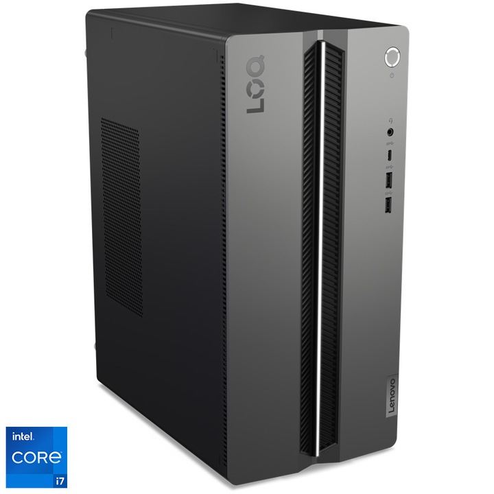 Настолен компютър Lenovo LOQ Tower 17IRR9 Gaming с процесор Intel Core i7-14700F до 5,40 GHz, 16GB DDR5, 1TB SSD M.2 2280 PCIe 4.0x4 NVMe, NVIDIA GeForce RTX 4060 Ti 8GB GDDR6, без ОС, Luna Сив
