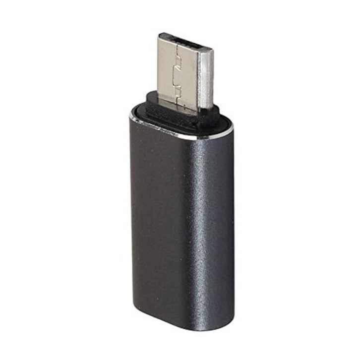 Адаптер за мобилен телефон, Micro-USB към Type-C конектор, черен